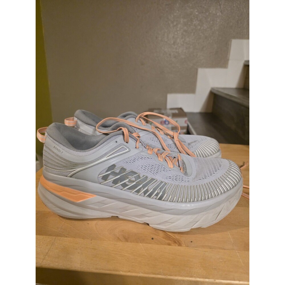 HOKA Bondi 7 in the Harbor Mist/Sharkskin colorway, Women’s Size 10.5
